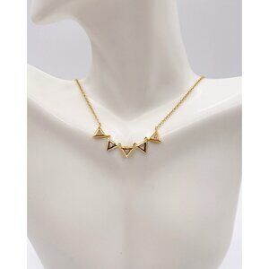 Gorjana Vivienne Gold Tone CZ Triangle Pyramid Necklace Minimalist Dainty